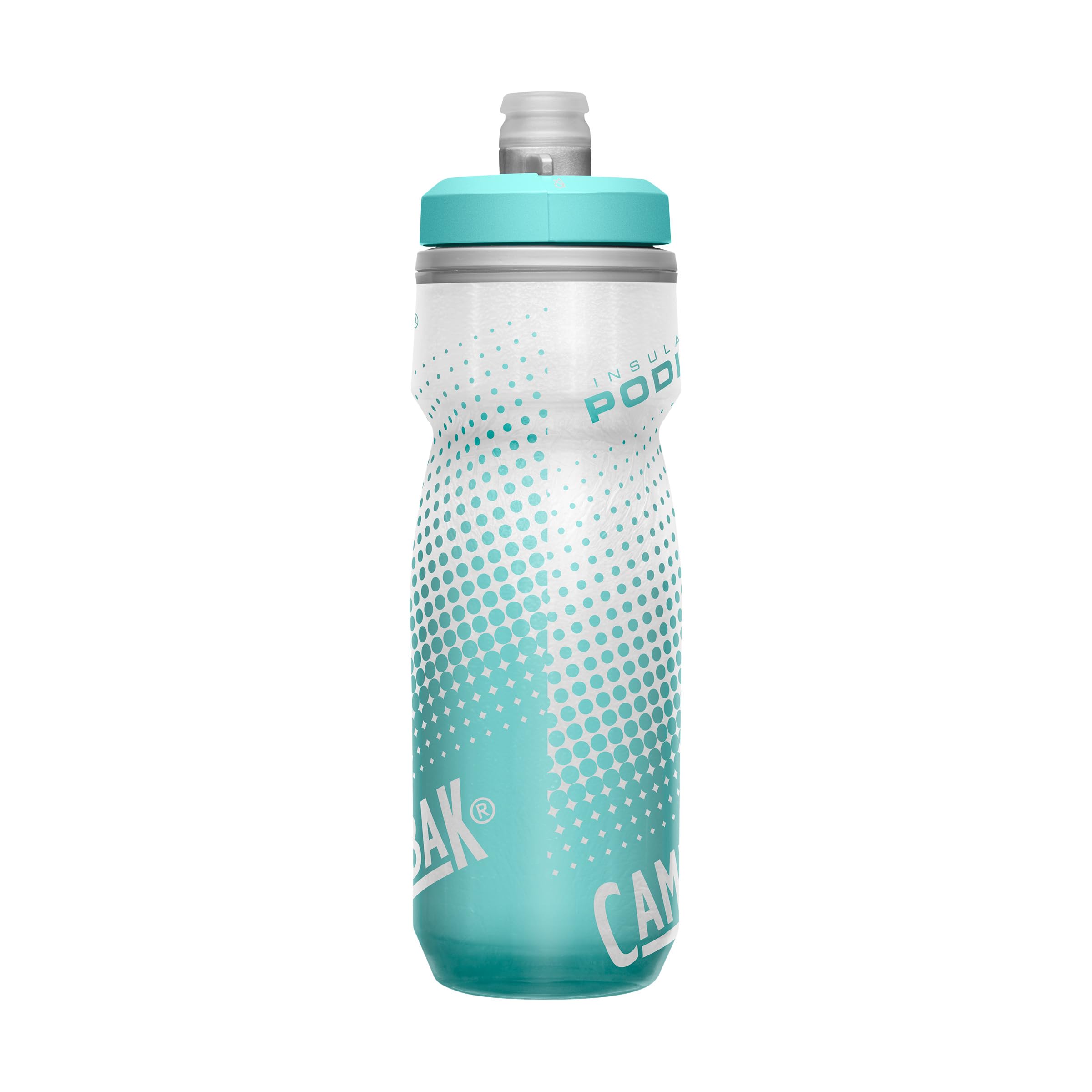 camelBak Podium chill Insulated Bike Water Bottle - Easy Squeeze Bottle - Fits Most Bike cages - 21oz  Teal Dot